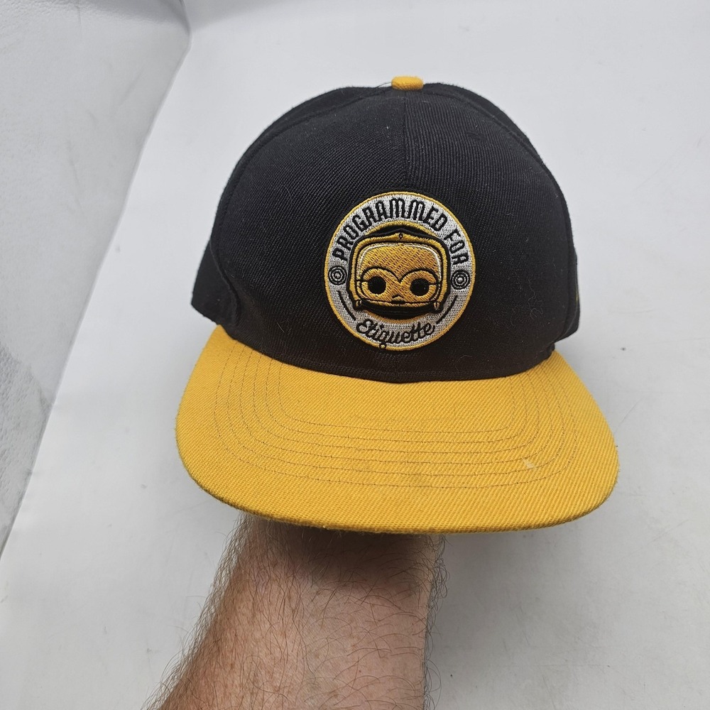 Funko Star Wars C-3PO Hat Cap Snap Back Mens One Size Black Yellow Embroidered